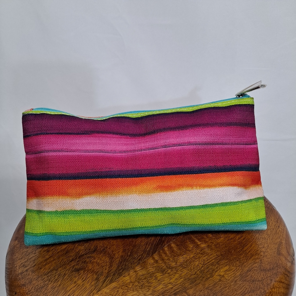 Clinique Pastel Striped Make Up Bag NWOT